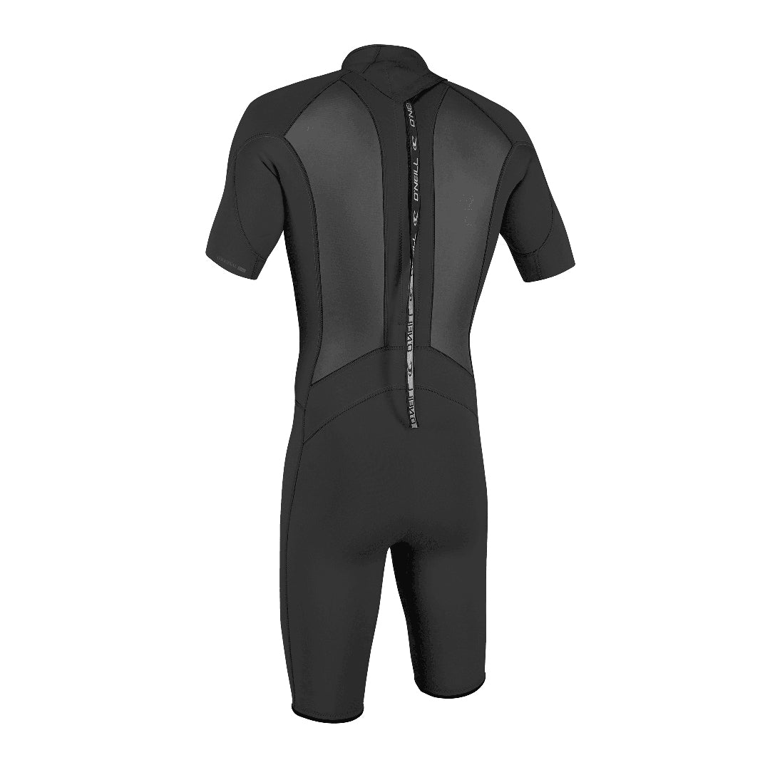 Black wetsuit with a zipper on a white background