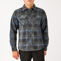 Plaid shirt with a brand logo on a white background