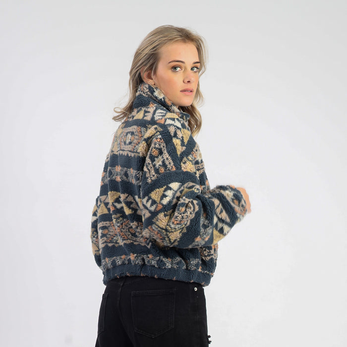 WOMEN'S CORDIN JAQUARD FLEECE JACKET