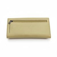 Beige wallet with a zipper on a white background