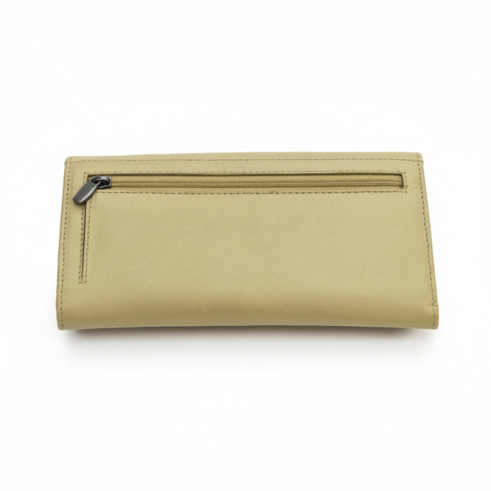 Beige wallet with a zipper on a white background