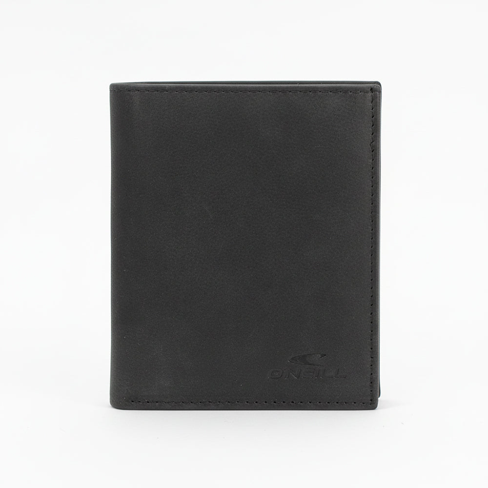 Black leather wallet on a white background