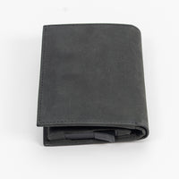 Black leather wallet on a white background
