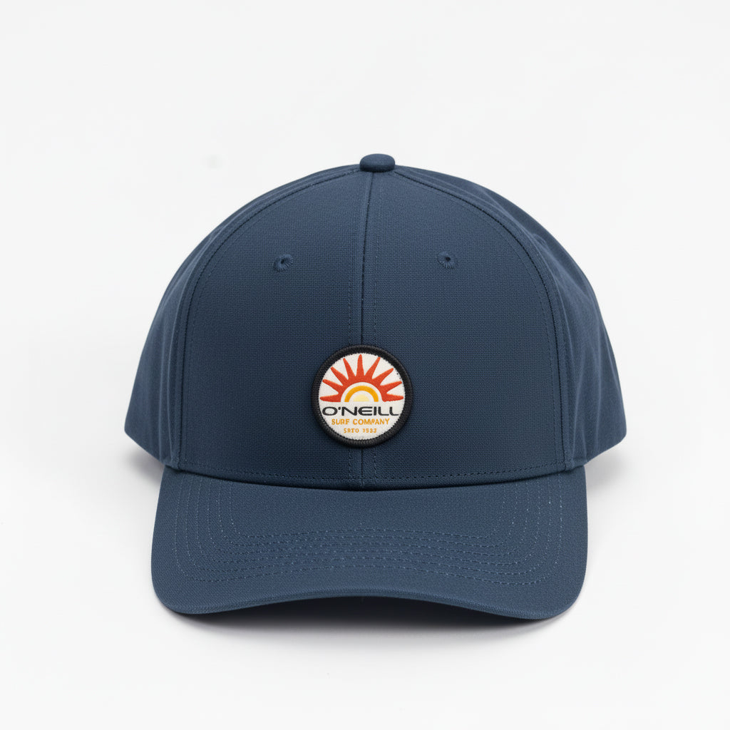 Blue cap with a logo on a white background