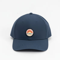 Blue cap with a logo on a white background