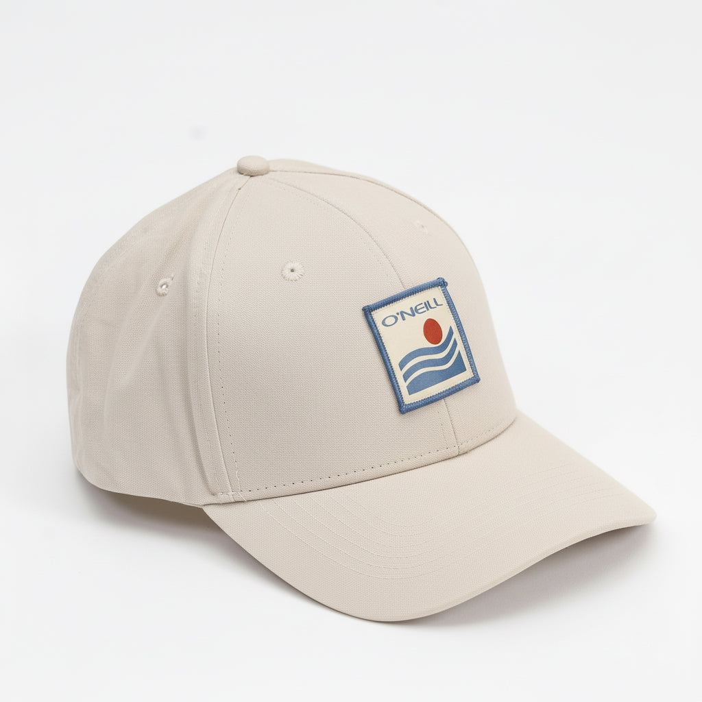 Beige cap with a logo on a white background