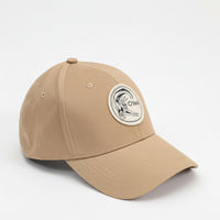 Beige cap with a logo on a white background